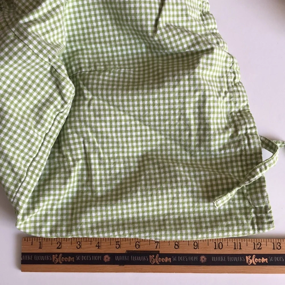 Pottery Barn Kids Green and White Gingham medium drawstring Basket Liner